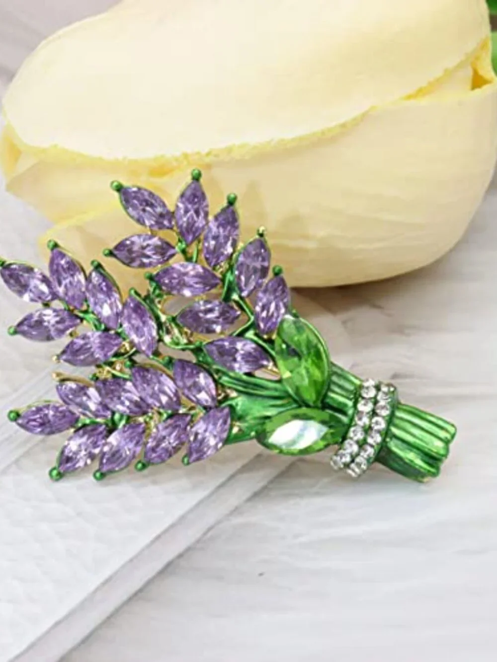 New - Lavender flower brooch crystal rhinestone tulip brooch elegant accessories